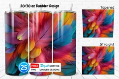 Rainbow Feathers 20/30oz Tumbler, BONUS 25 Tumbler Product Image 1