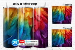 Rainbow Feathers 20/30oz Tumbler, BONUS 25 Tumbler Product Image 1
