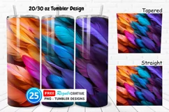 Rainbow Feathers 20/30oz Tumbler, BONUS 25 Tumbler Product Image 1