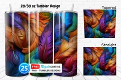 Rainbow Feathers 20/30oz Tumbler, BONUS 25 Tumbler Product Image 1