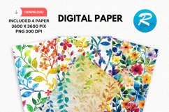 Rainbow Floral Digital Paper, Rainbow Background Product Image 1