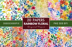 Rainbow Floral Digital Paper Bundle Product Image 1