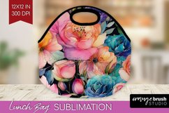 Rainbow Flowers Lunch Bag - Spring Lunch Bug PNG Sublimation Product Image 1