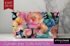 Rainbow Flowers Cosmetic Bag - Spring Makeup Bag PNG Product Image 1