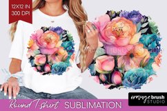 Rainbow Flowers Round Tshirt Background - Spring PNG Product Image 1