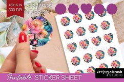 Rainbow Flowers Round Sticker - Spring Printable Sticker Product Image 1