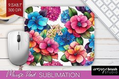 Rainbow Flowers Mouse Pad Sublimation - Spring Mousepad PNG Product Image 1