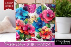 Rainbow Flowers Tumbler Wrap - Spring Tumbler PNG Product Image 1
