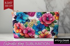 Rainbow Flowers Cosmetic Bag - Spring Makeup Bag PNG Product Image 1