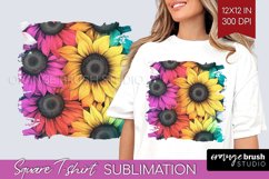 Rainbow Flowers Square Tshirt Background - Spring PNG Product Image 1