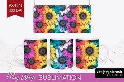 Rainbow Flowers Mug Wrap - Spring Mug PNG Sublimation Product Image 1
