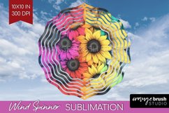 Rainbow Flowers Wind Spinner Sublimation PNG - Spring Round Product Image 1