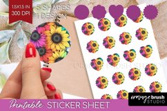 Rainbow Flowers Round Sticker - Spring Printable Sticker Product Image 1