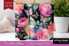 Rainbow Flowers Tumbler Wrap - Spring Tumbler PNG Product Image 1