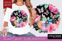 Rainbow Flowers Round Tshirt Background - Spring PNG Product Image 1
