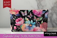 Rainbow Flowers Cosmetic Bag - Spring Makeup Bag PNG Product Image 1