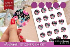 Rainbow Flowers Round Sticker - Spring Printable Sticker Product Image 1