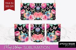 Rainbow Flowers Mug Wrap - Spring Mug PNG Sublimation Product Image 1
