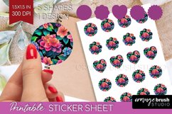 Rainbow Flowers Round Sticker - Spring Printable Sticker Product Image 1