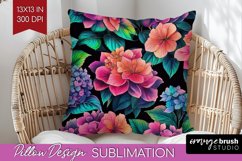 Rainbow Flowers Pillow Sublimation - Spring Pillow Cover PNG Product Image 1