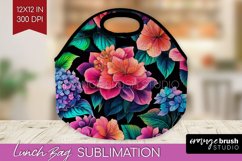 Rainbow Flowers Lunch Bag - Spring Lunch Bug PNG Sublimation Product Image 1