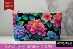 Rainbow Flowers Cosmetic Bag - Spring Makeup Bag PNG Product Image 1