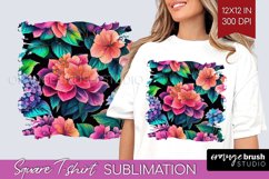Rainbow Flowers Square Tshirt Background - Spring PNG Product Image 1