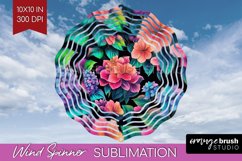 Rainbow Flowers Wind Spinner Sublimation PNG - Spring Round Product Image 1