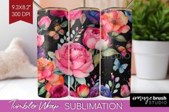 Rainbow Flowers Tumbler Wrap - Spring Tumbler PNG Product Image 1