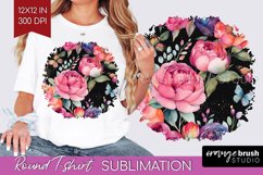 Rainbow Flowers Round Tshirt Background - Spring PNG Product Image 1