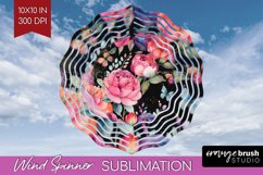 Rainbow Flowers Wind Spinner Sublimation PNG - Spring Round Product Image 1