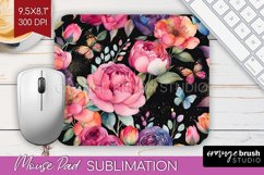 Rainbow Flowers Mouse Pad Sublimation - Spring Mousepad PNG Product Image 1
