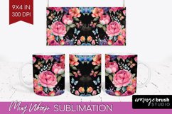 Rainbow Flowers Mug Wrap - Spring Mug PNG Sublimation Product Image 1