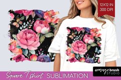 Rainbow Flowers Square Tshirt Background - Spring PNG Product Image 1