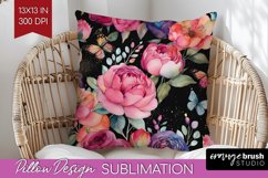 Rainbow Flowers Pillow Sublimation - Spring Pillow Cover PNG Product Image 1