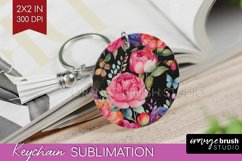 Rainbow Flowers Keychain PNG - Spring Keychain Sublimation Product Image 1