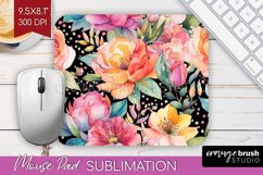 Rainbow Flowers Mouse Pad Sublimation - Spring Mousepad PNG Product Image 1