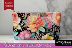 Rainbow Flowers Cosmetic Bag - Spring Makeup Bag PNG Product Image 1