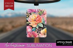 Rainbow Flowers Air Freshener PNG - Spring PNG Sublimation Product Image 1