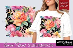 Rainbow Flowers Square Tshirt Background - Spring PNG Product Image 1