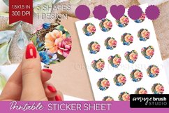 Rainbow Flowers Round Sticker - Spring Printable Sticker Product Image 1