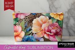 Rainbow Flowers Cosmetic Bag - Spring Makeup Bag PNG Product Image 1