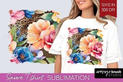 Rainbow Flowers Square Tshirt Background - Spring PNG Product Image 1
