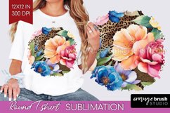 Rainbow Flowers Round Tshirt Background - Spring PNG Product Image 1
