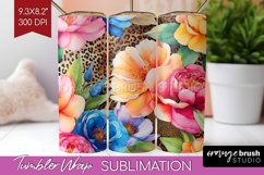 Rainbow Flowers Tumbler Wrap - Spring Tumbler PNG Product Image 1