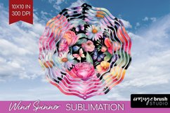Rainbow Flowers Wind Spinner Sublimation PNG - Spring Round Product Image 1