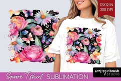 Rainbow Flowers Square Tshirt Background - Spring PNG Product Image 1