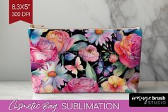 Rainbow Flowers Cosmetic Bag - Spring Makeup Bag PNG Product Image 1
