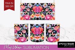 Rainbow Flowers Mug Wrap - Spring Mug PNG Sublimation Product Image 1