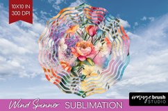 Rainbow Flowers Wind Spinner Sublimation PNG - Spring Round Product Image 1